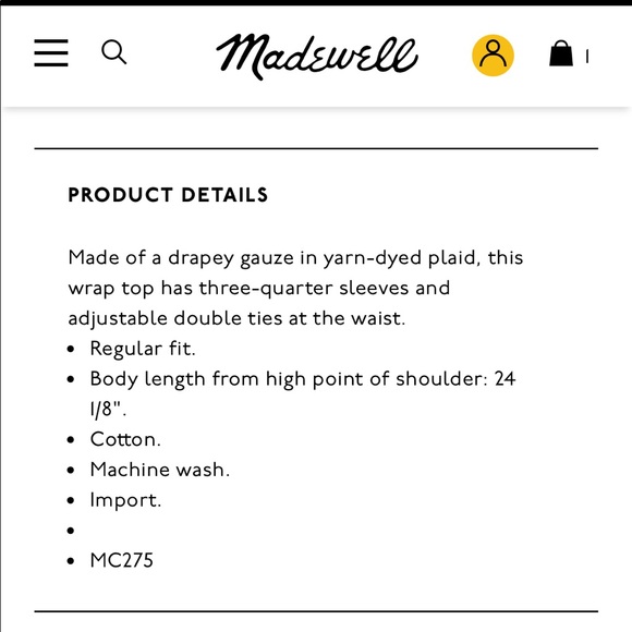 Madewell plaid gauze double-tie wrap top - Picture 8 of 8